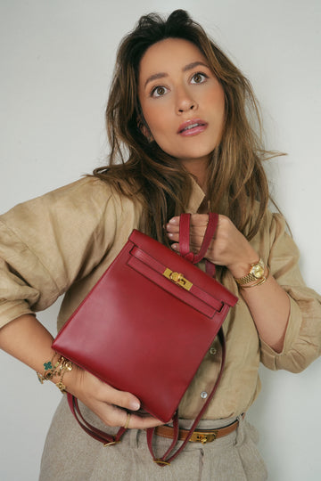 Kelly Ado PM Backpack Rouge Vif Box leather  C Square Stamp