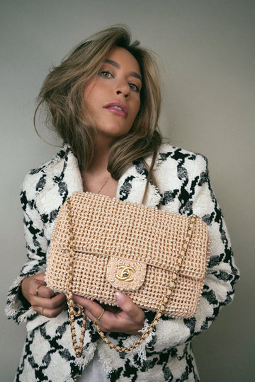Beige Pearl Quilted Paris Cosmopolite Single Flap Bag Aged Gold Hardware