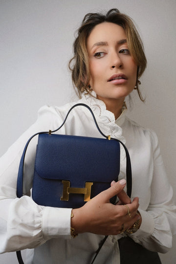 Constance 18 Bleu Saphir leather  B Stamp