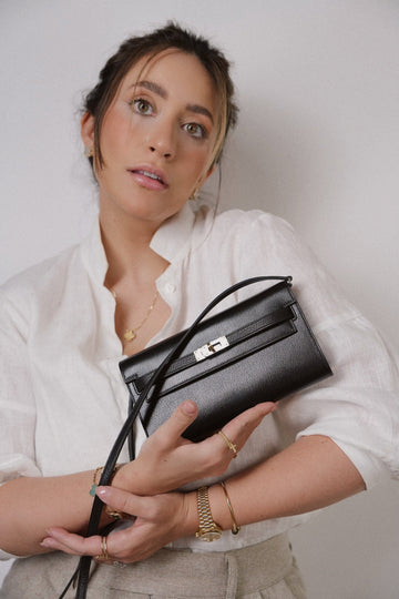 Kelly Wallet To Go Black Chamkila Electrum Plated W Stamp