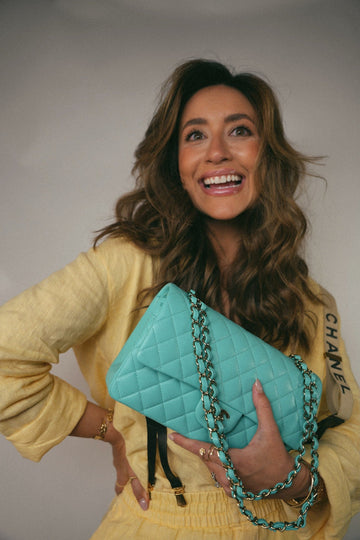 24C Tiffany Blue / Turquoise leather Quilted Classic Flap Medium Light Gold Hardware