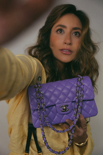 20S Purple leather Quilted Classic Flap Small LGHW