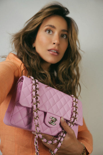 22S Pink leather Quilted Classic Flap Medium LGHW