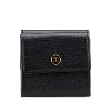 Chanel Coco Button Leather Trifold Wallet