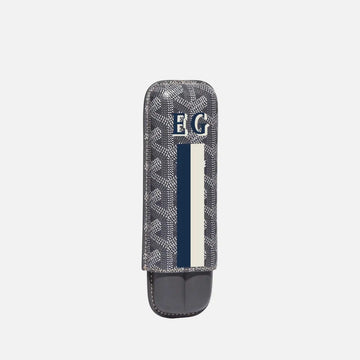 Churchill 2 Cigar Case Stripes and Initials