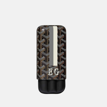 Churchill 3 Cigar Case Stripes and Initials