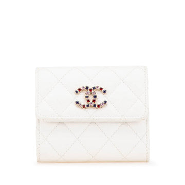 Chanel Coco Mark Bijou Caviar Skin Trifold Wallet
