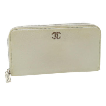 Top Quality Chanel Leather Skin Long Wallet Leather Silver CC Auth am2797g