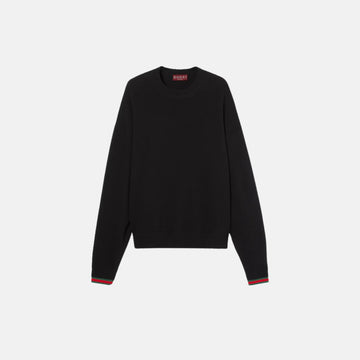 Cashmere Wool Sweater With Web Trim