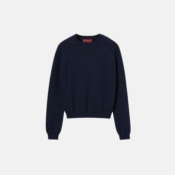 Cotton Crewneck Top With GG Argyle