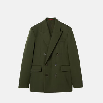 Double Breasted Light Wool Gabardine Jacket