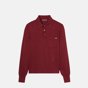 Fine Silk Long Sleeve Polo Top