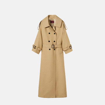 GG Crepe Silk Wool Double Breasted Coat
