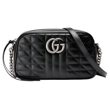 GUCCI GG Marmont Small Quilted Camera Bag  Antique silver-toned hardware