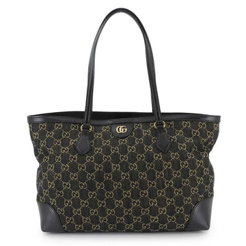 GUCCI Ophidia Medium Tote Bag GG jacquard denim Leather Black 631685 90294487
