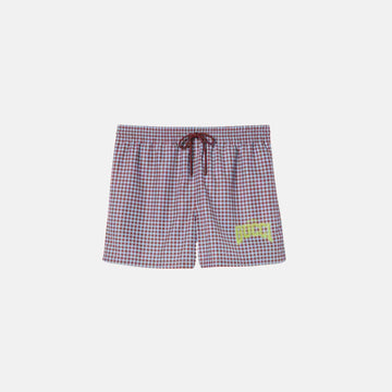 Printed Technical Poplin Swim Shorts With University Print