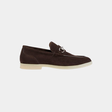 Suede Loafer with Horsebit And Silver-Toned Hardware