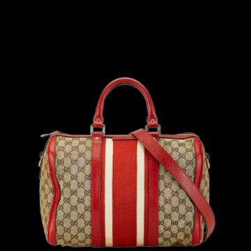 Beige Canvas Gucci Boston Bag