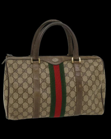 Beige Canvas Gucci Boston Bag