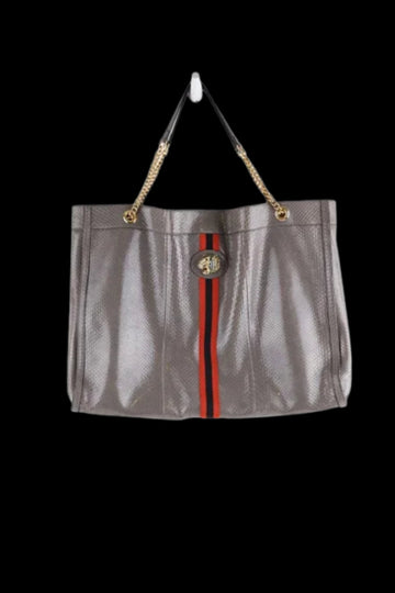 Grey Leather Gucci Tote