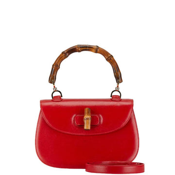 Red Leather Gucci Bamboo