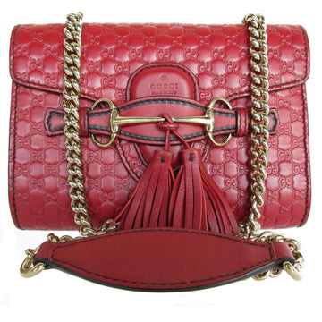 Red Leather Gucci Shoulder Bag