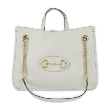 White Leather Gucci Tote