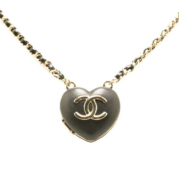 Chanel Coco Mark Heart Mirror Lambskin Necklace