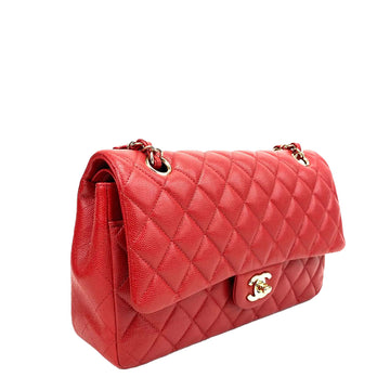 CHANEL Medium Double Flap Quilted Leather w/gold - Red