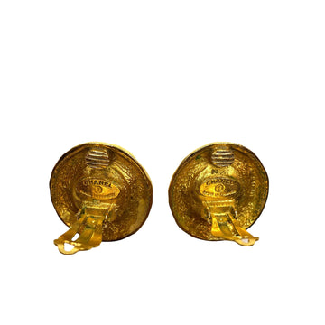 Chanel vintage clip round earrings with glass pearl  - 1990s