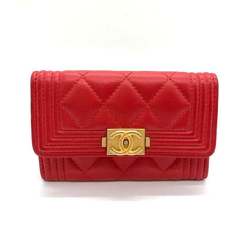 Top Quality Chanel Boy Card Case Red Leather
