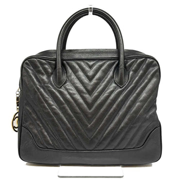 Top Quality Chanel Leather Skin Handbag Chevron V Stitch Black Leather
