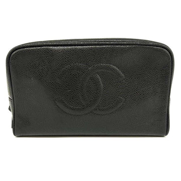 Top Quality Chanel Leather Skin Pouch Coco Mark Black