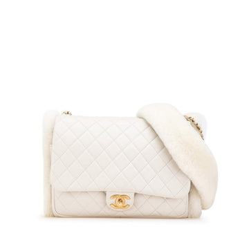 Chanel Coco Mark Matelasse Lambskin Fur Shoulder Bag