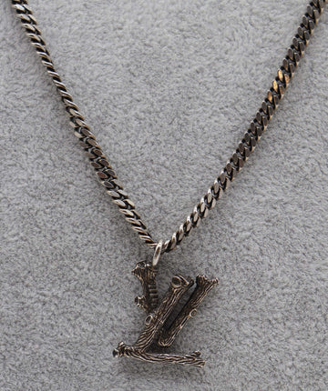 Louis Vuitton LV Wood Necklace Metal Silver MP2818 LV Auth 97978 DXBS3287