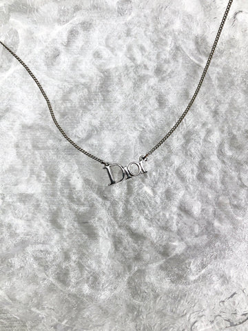 Christian Dior Logo Necklace Silver Vintage ymmgg4