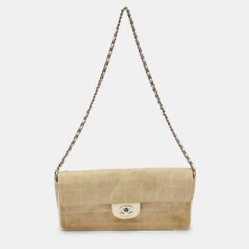 Top Quality Chanel Beige Quilted Leather/canvas Travel Line East West New Bag
