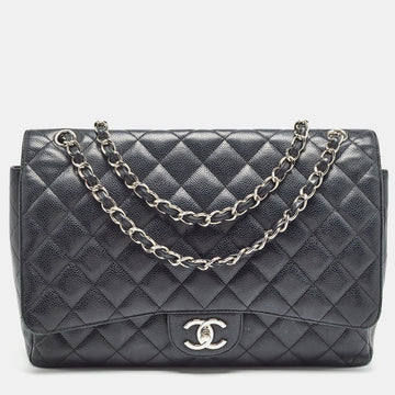 Top Quality Chanel Black Quilted Leather Leather Maxi Classic Double New Bag