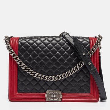 Top Quality Chanel Black/Red Quilted Leather Large Boy New Bag