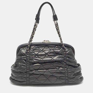 Top Quality Chanel Black Quilted Leather Sharpei Frame Bag