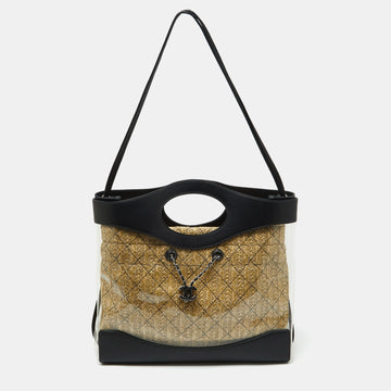 Top Quality Chanel Black Leather and PVC 31 Shopping Bag