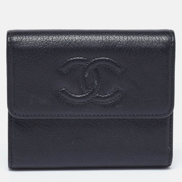 Top Quality Chanel Black Leather Timeless CC New Trifold Wallet