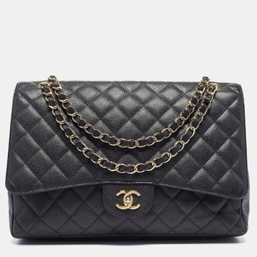 Top Quality Chanel Black Quilted Leather Leather Maxi Classic Single New Bag