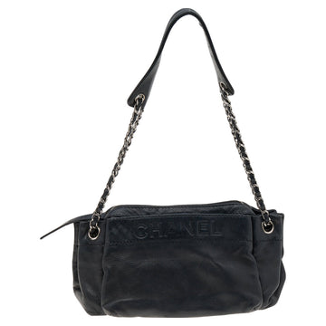 Top Quality Chanel Black Leather Accordion Zipper Bag