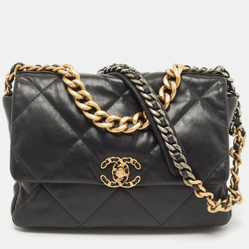 Top Quality Chanel Black Quilted Leather CC Chain Link 19 New Bag