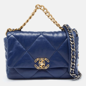 Top Quality Chanel Blue Quilted Leather Medium 19 New Bag