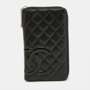 Top Quality Chanel Black Quilted Leather Cambon Ligne Zippy Organizer Wallet