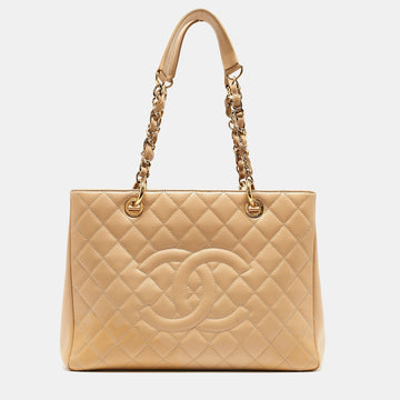 Top Quality Chanel Beige Quilted Leather Leather Grand Shopper Tote