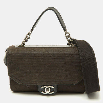 Top Quality Chanel Black Quilted Leather/canvas and Leather CC New Shoulder Bag