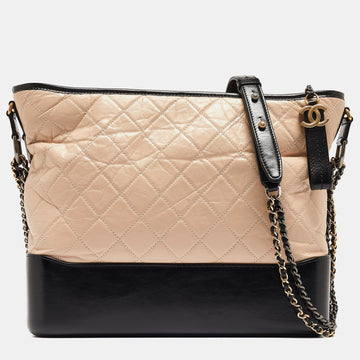 Top Quality Chanel Black/Light Pink Quilted Leather Large Gabrielle Hobo